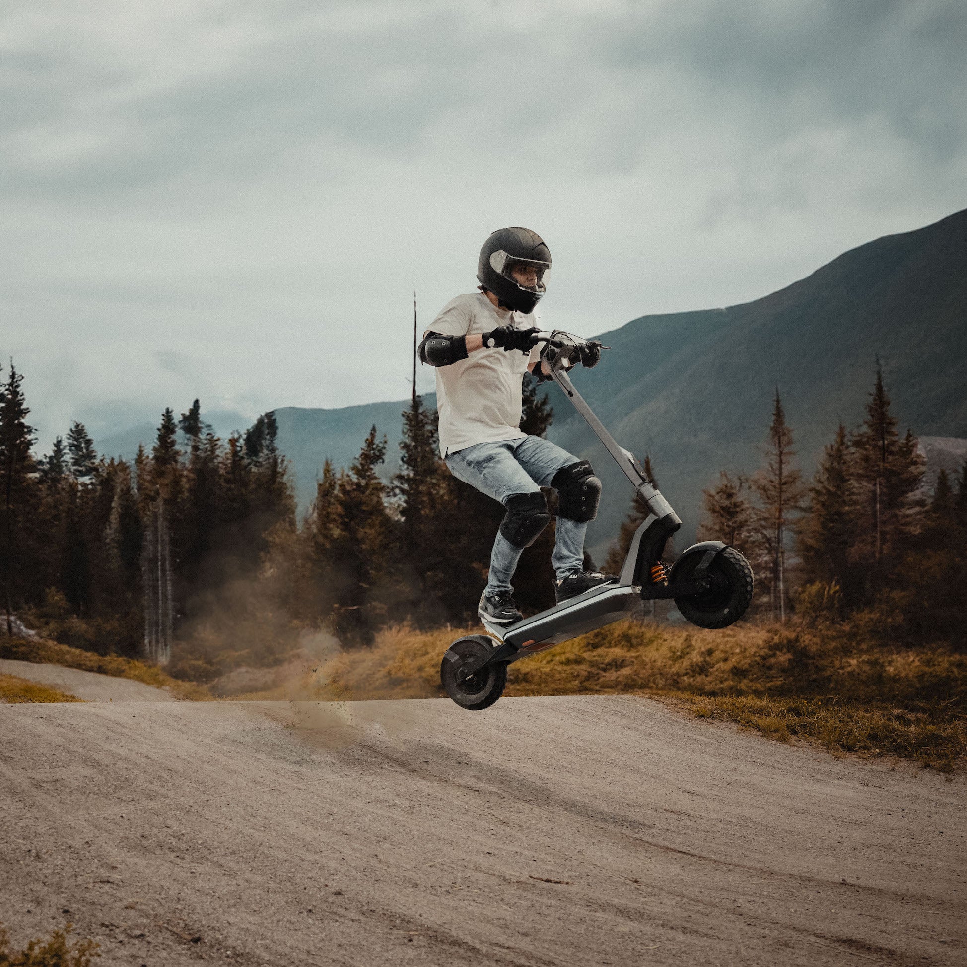The Apollo Pro electric scooter performs best on pavement and hard-packed trails.