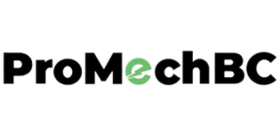 Logo of ProMchBC with a green Earth icon in the middle against a black background