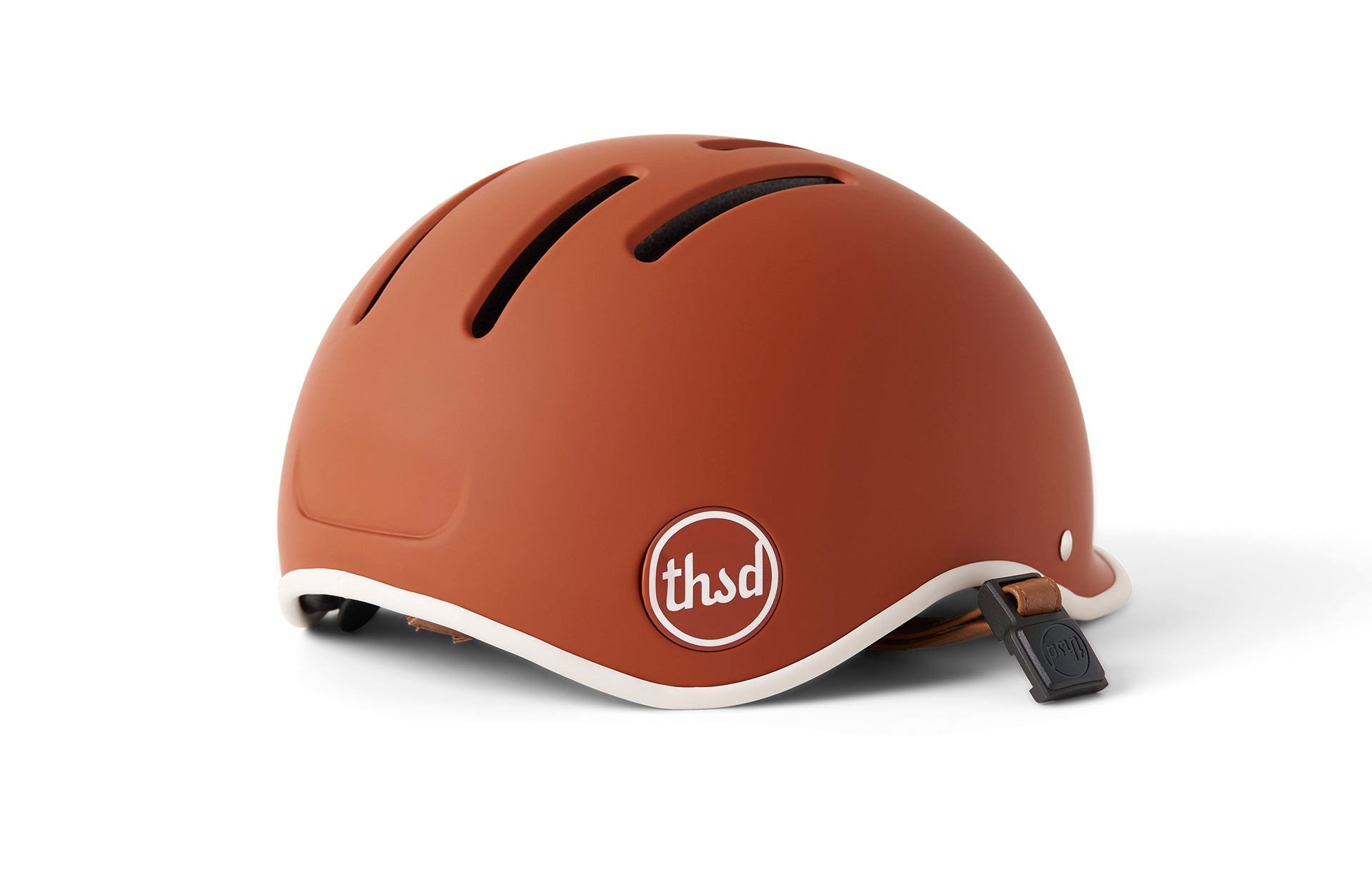 tshd brown crash helmet on white background