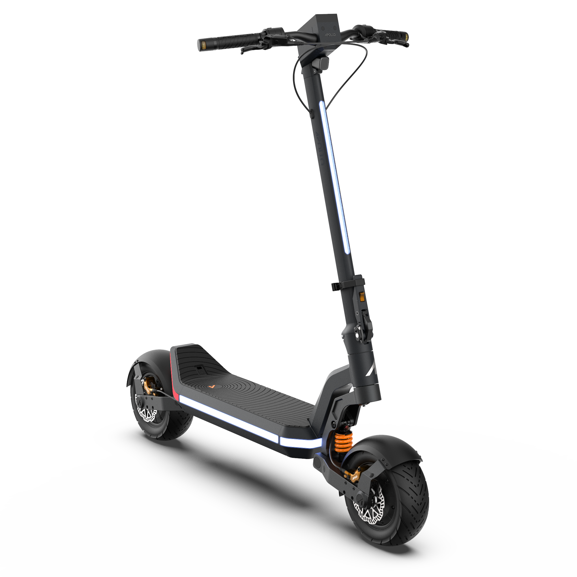 The Apollo Phantom 2.0 electric scooter in sleek a black design, built for high performance.