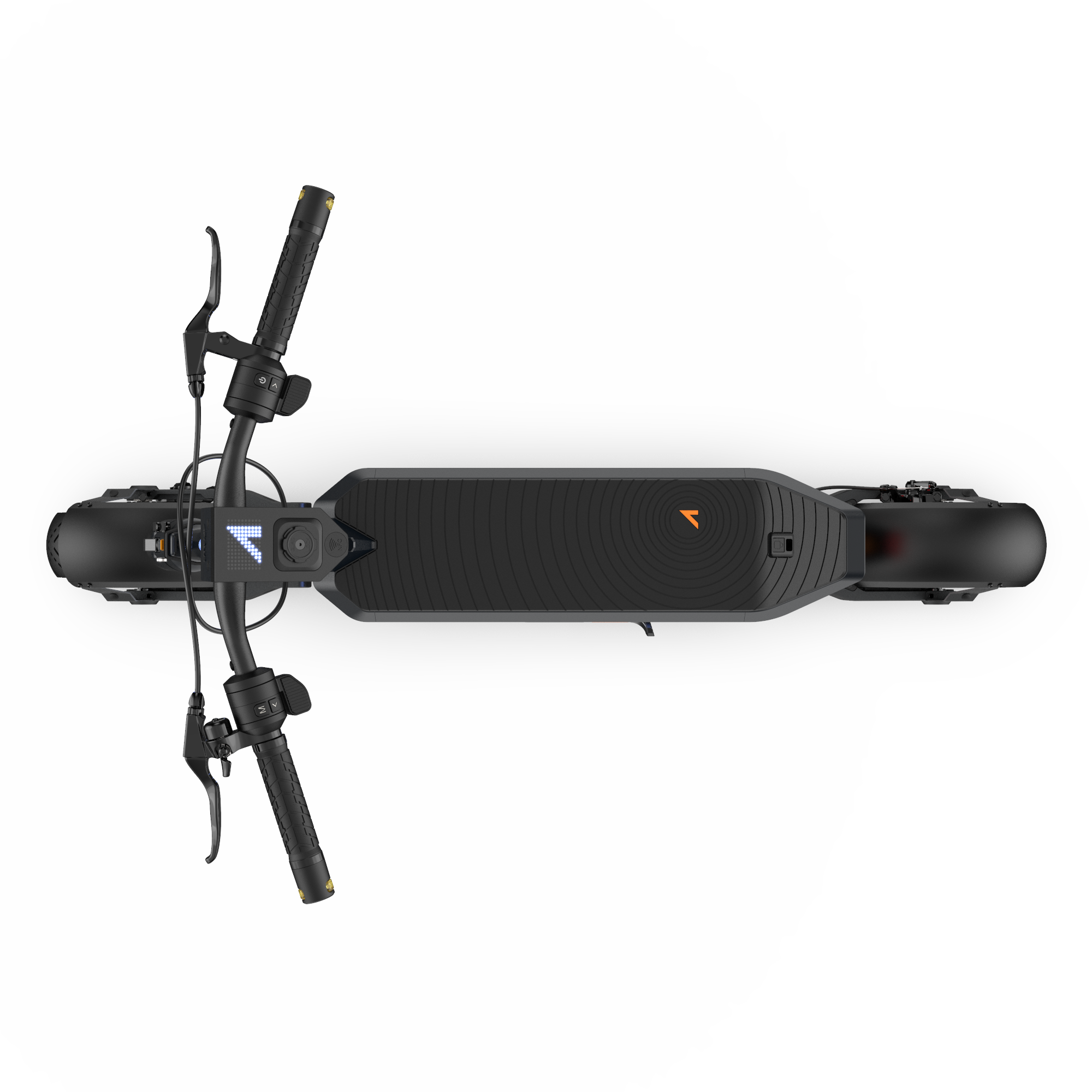 The top view of the entire Apollo Phantom 2.0 (52V) e-scooter built for performance.