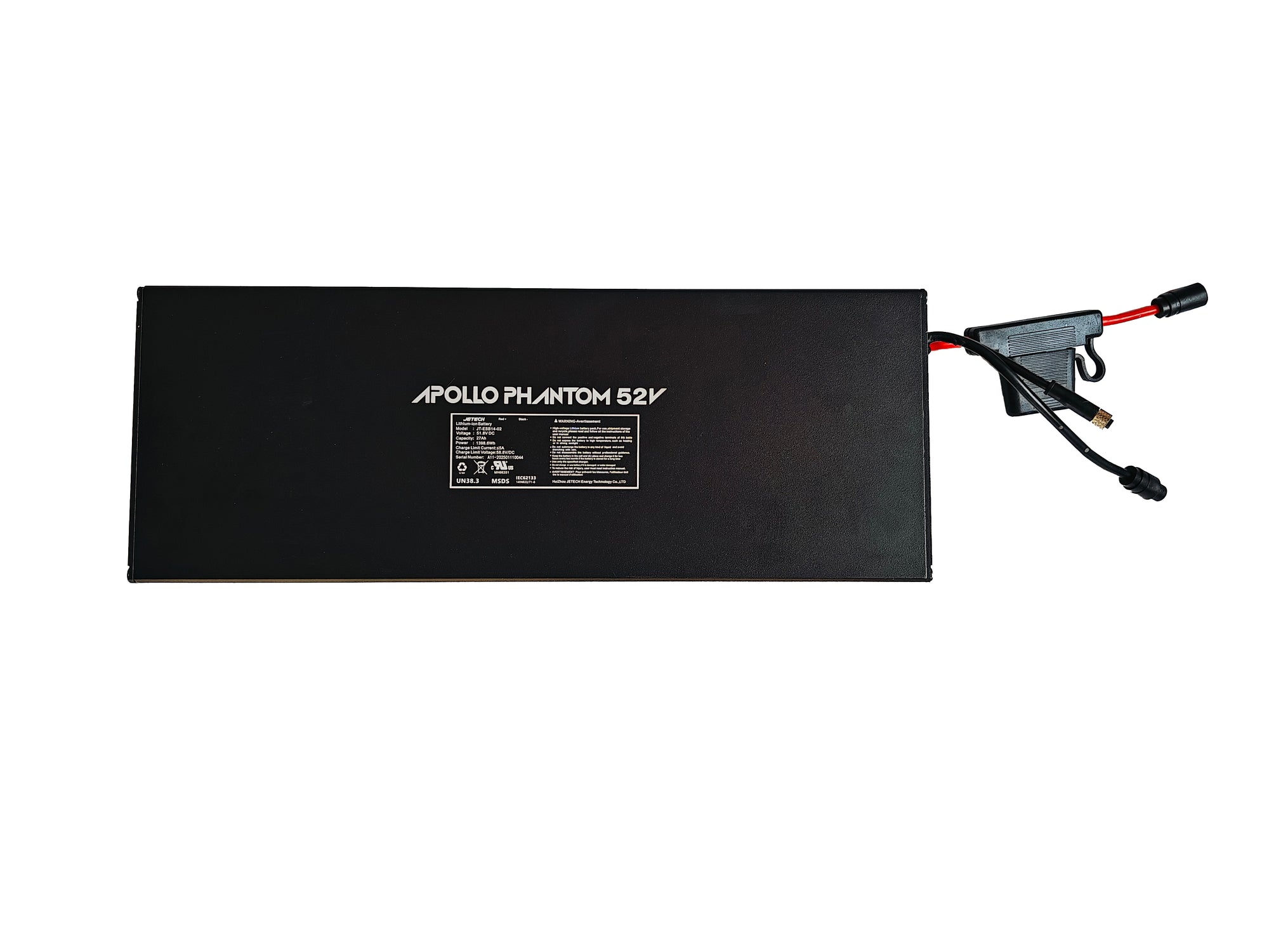 Apollo Phantom 52V LiPO LiFePO4 rechargeable battery pack with connector
