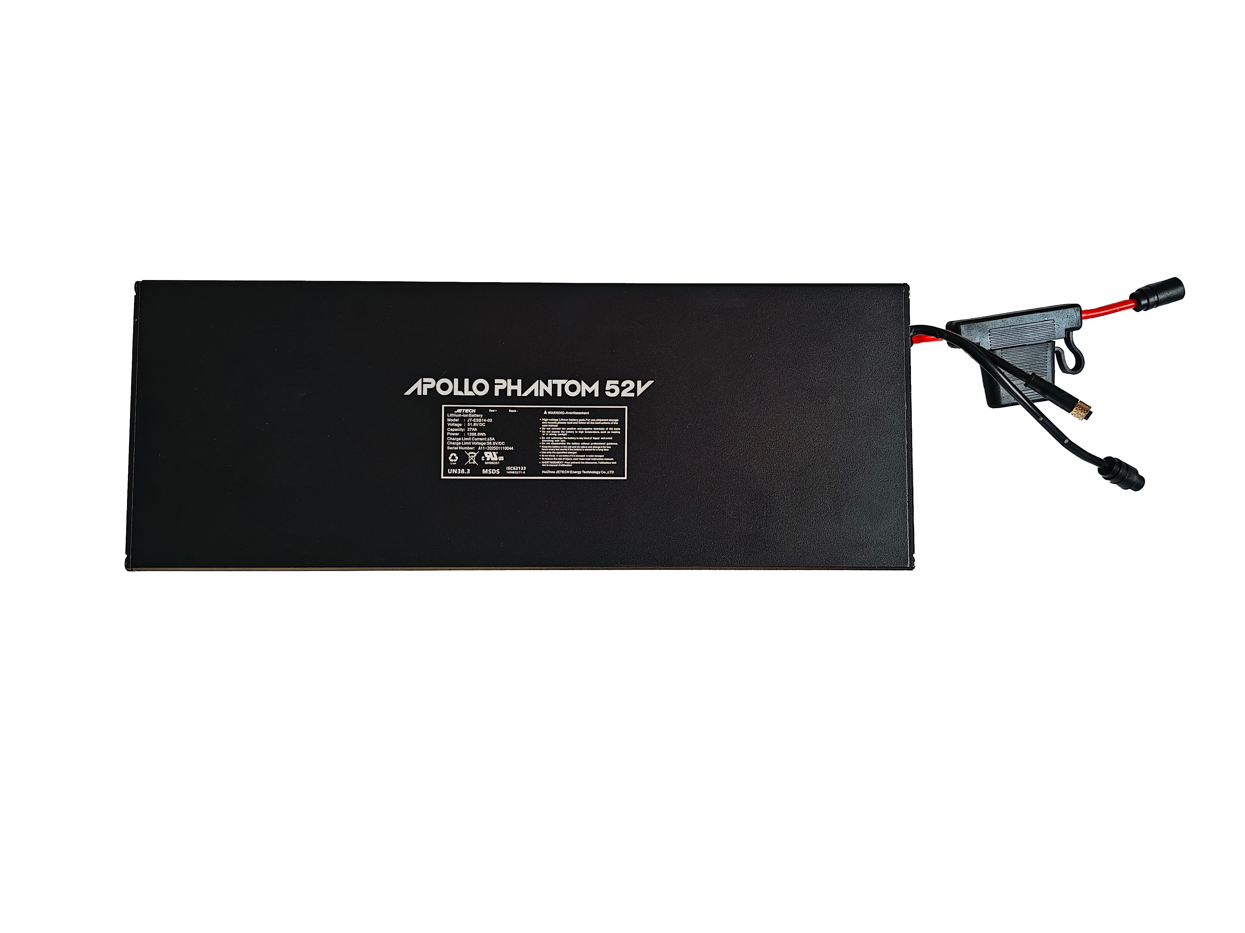 Apollo Phantom 52V LiPO LiFePO4 rechargeable battery pack with connector