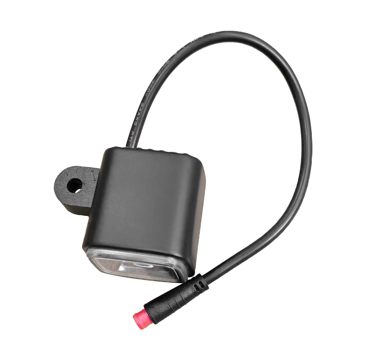 Rechargeable headlight with battery integrated against white background