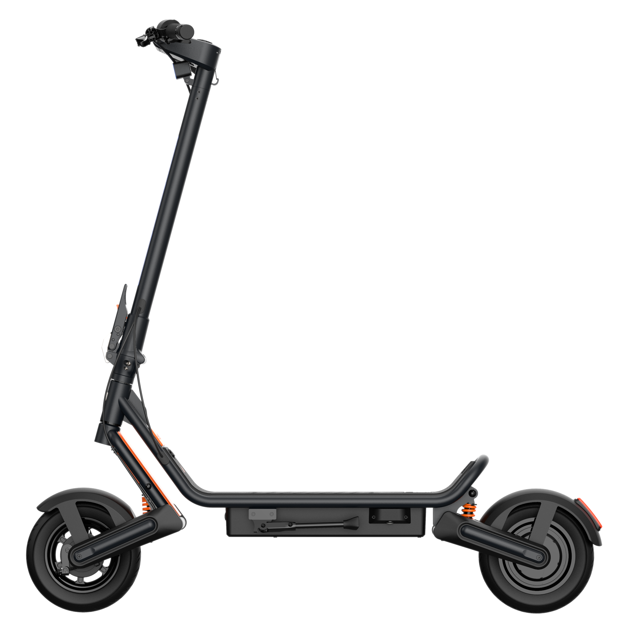 Black electric scooter on a white background