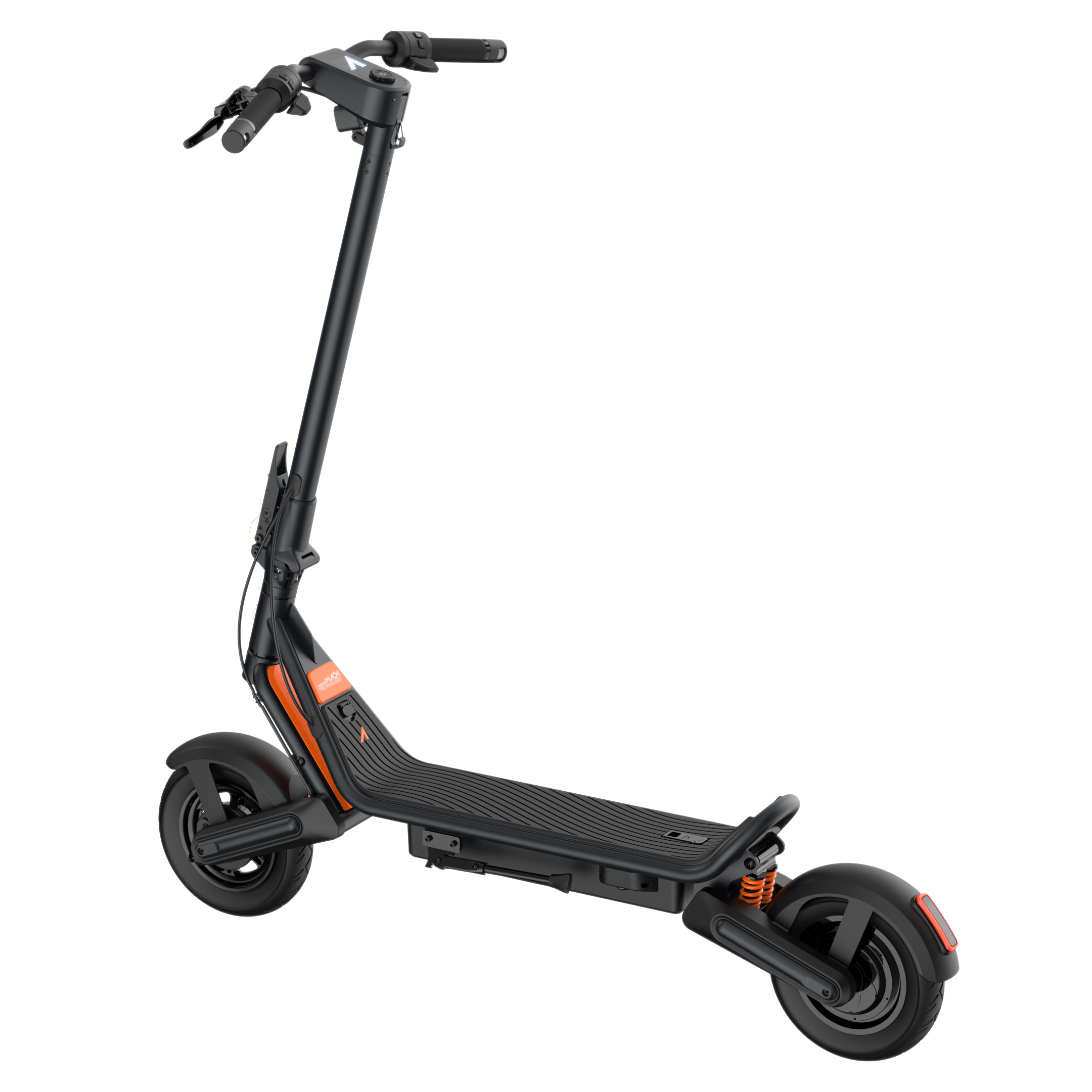 Black electric scooter on a white background
