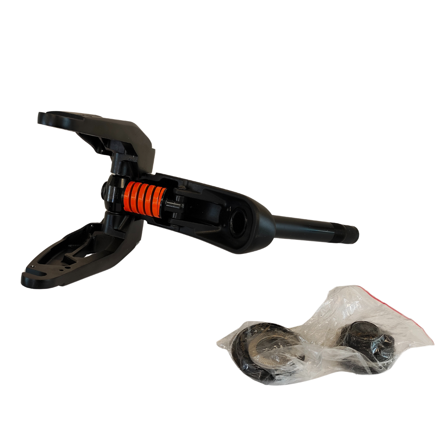 Image showing a high quality skateboard suspension setup with shock absorbers.