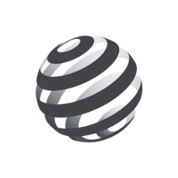 Spiral object rendered in grey metallic texture with shiny highlights on black background - 3D modeling icon