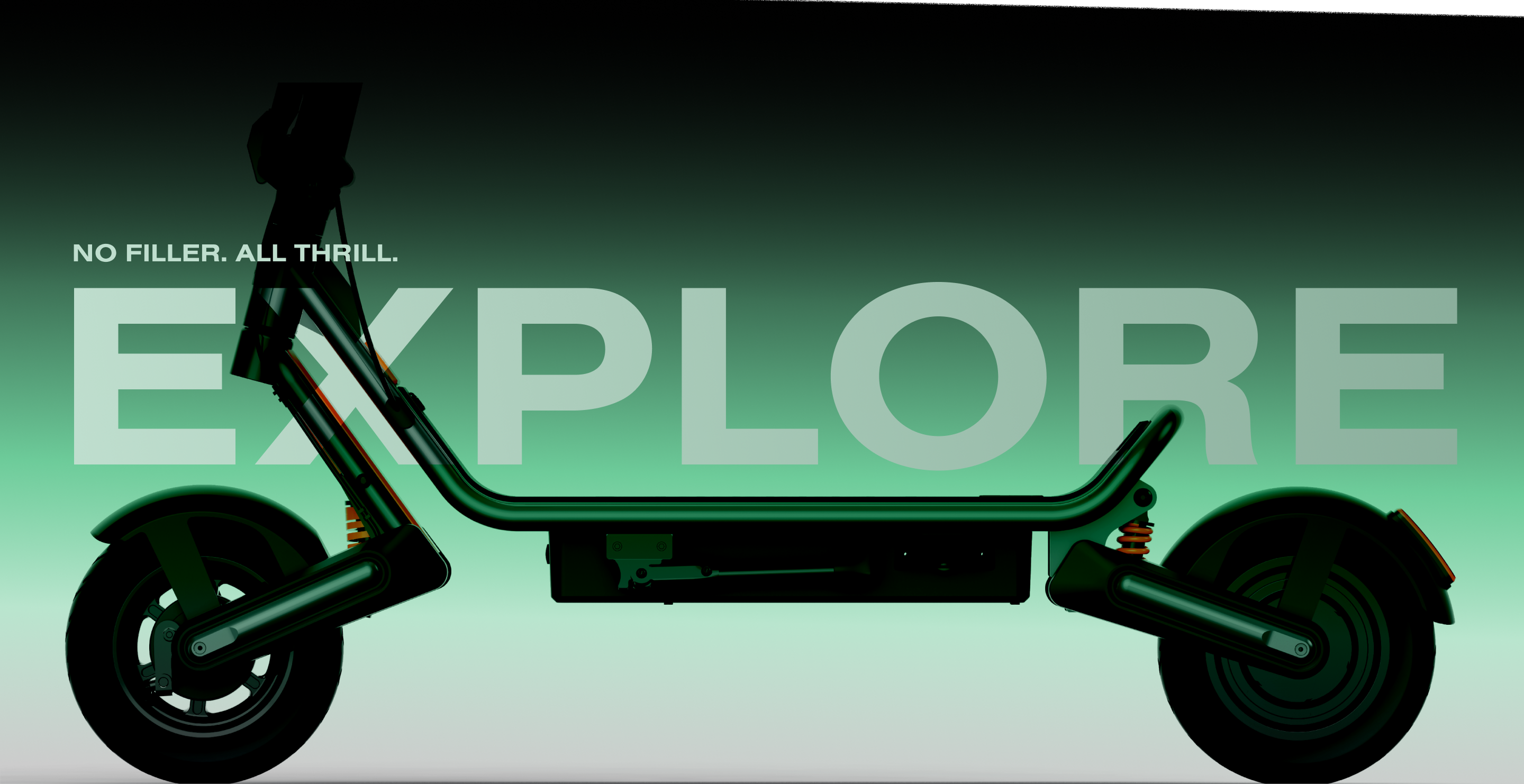 Electric scooter with 'EXPLORE' text on a gradient background