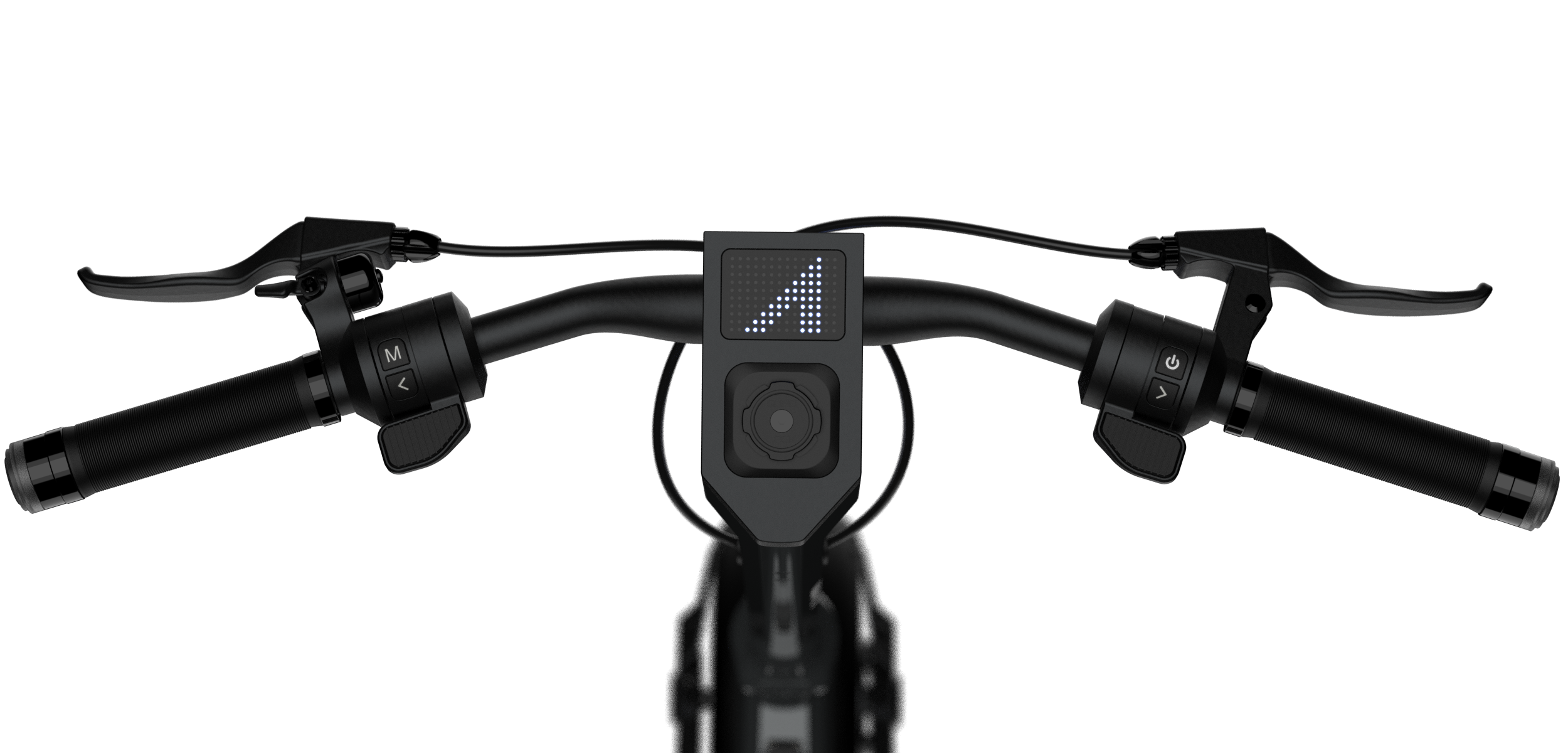 A close-up view of electric bike handlebar controls and a digital screen