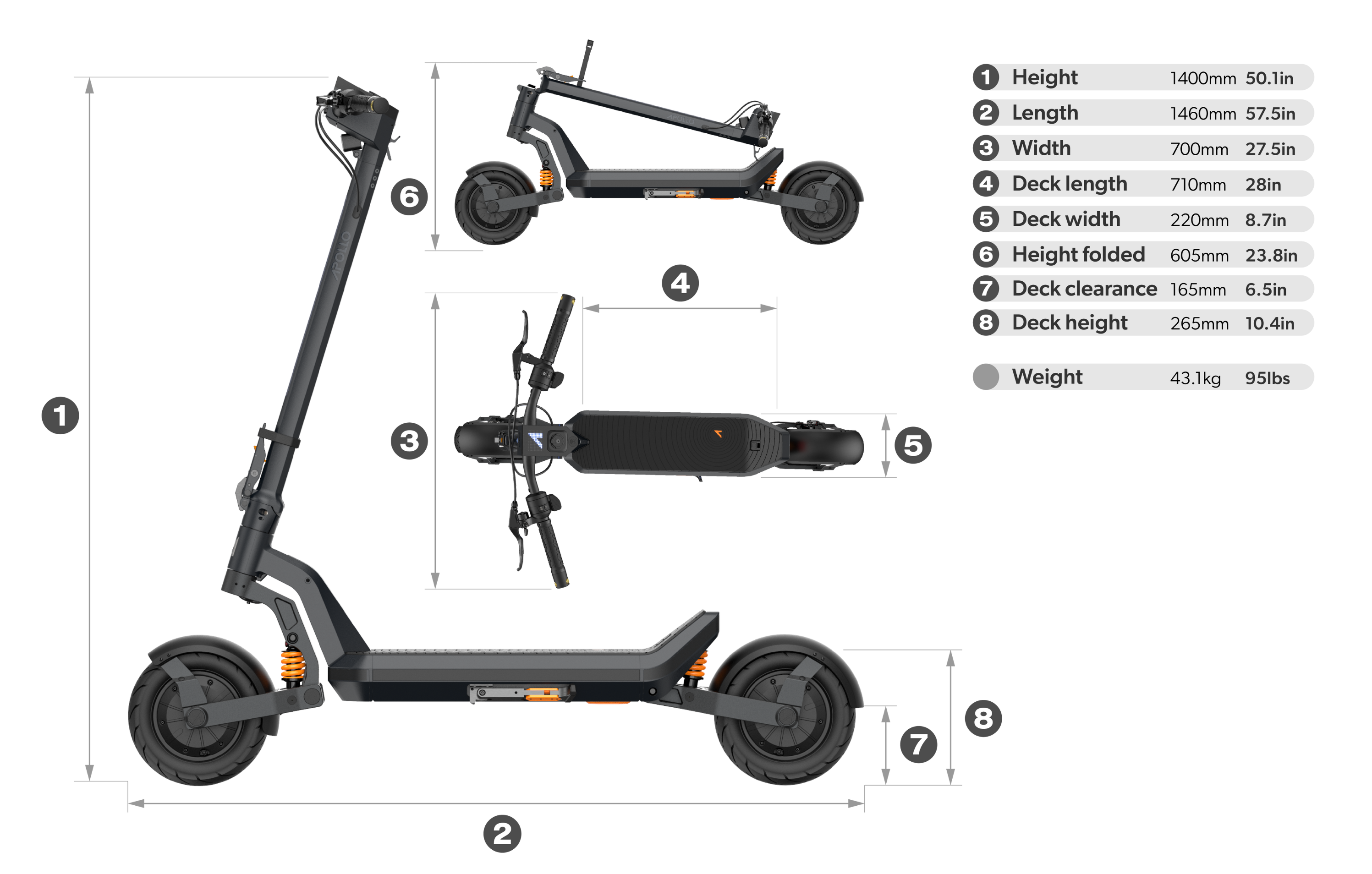 Apollo Phantom dimension spec chart