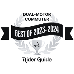 Best of 2023-2024 award logo from Rider Guide with laurel wreath over a trophy on a black backdrop.