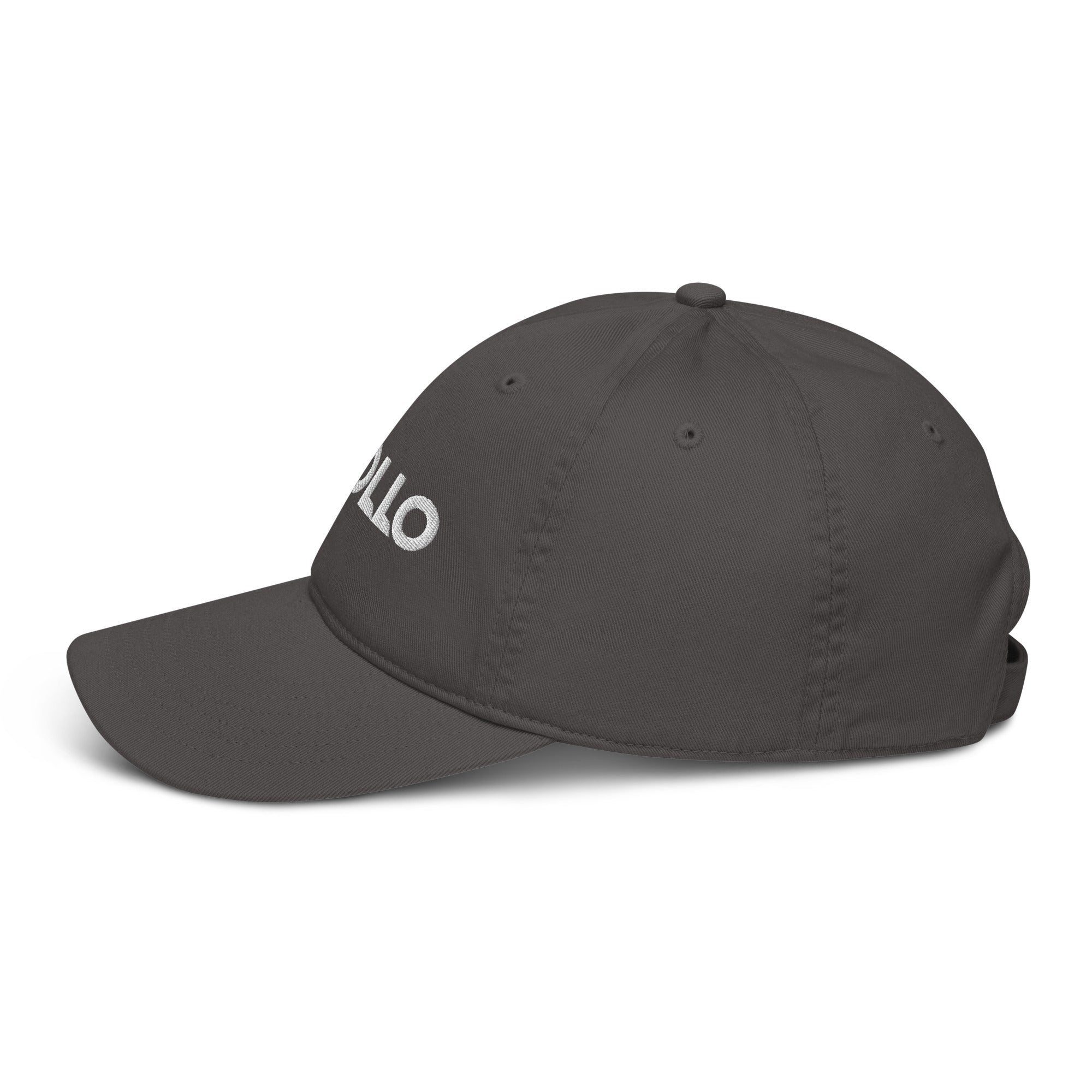 Black Baseball Dad Hat with White Logo Displayed on the Hat Front