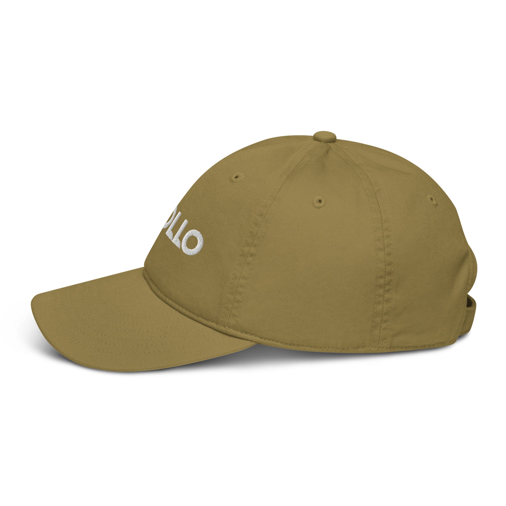 Military green twill baseball cap with white logo reading MILO in a slanted style
