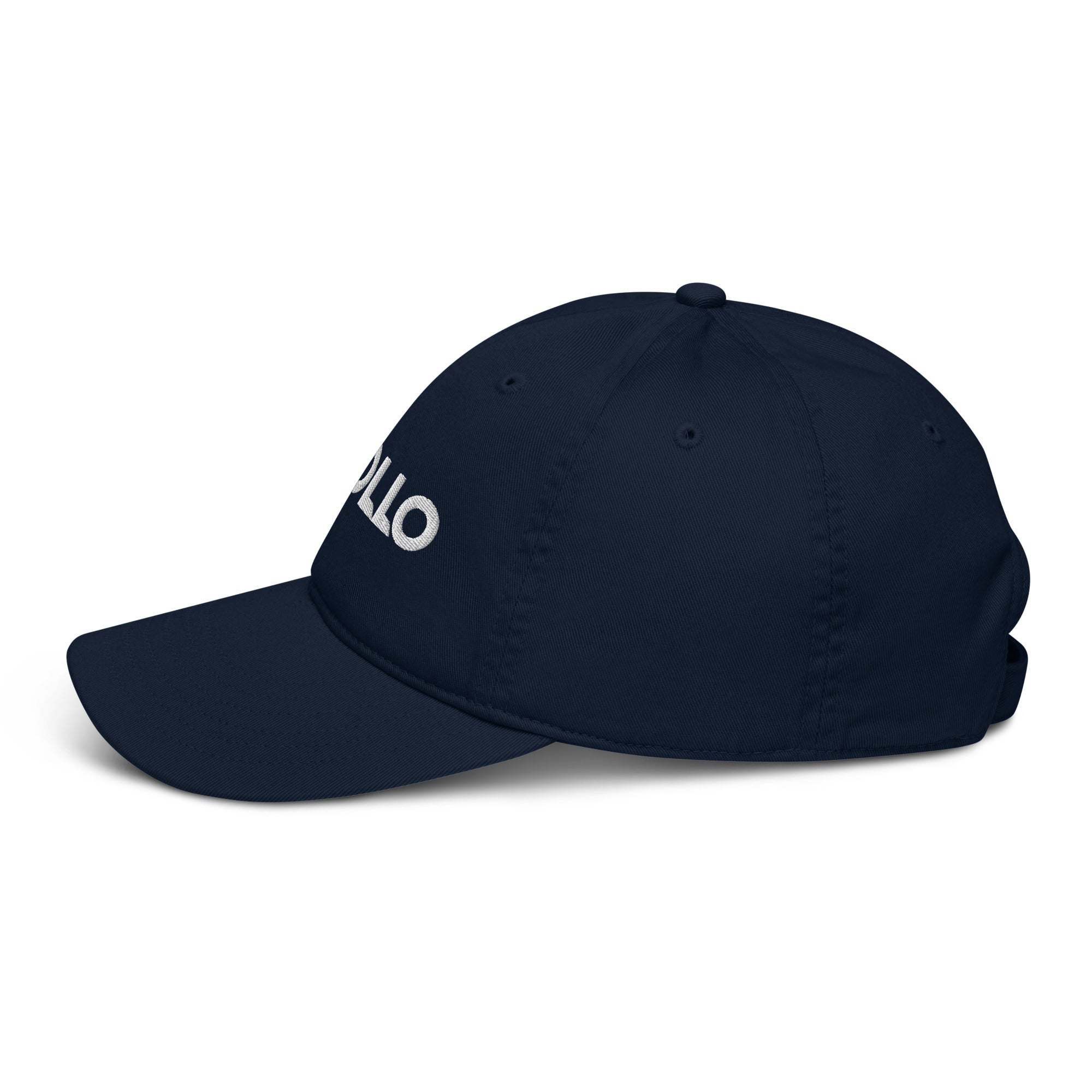 Navy Baseball Cap with Text '0LO' on Front Right Area