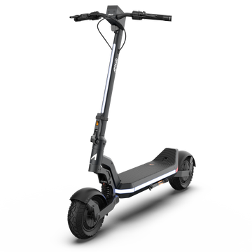 Black electric scooter on a white background