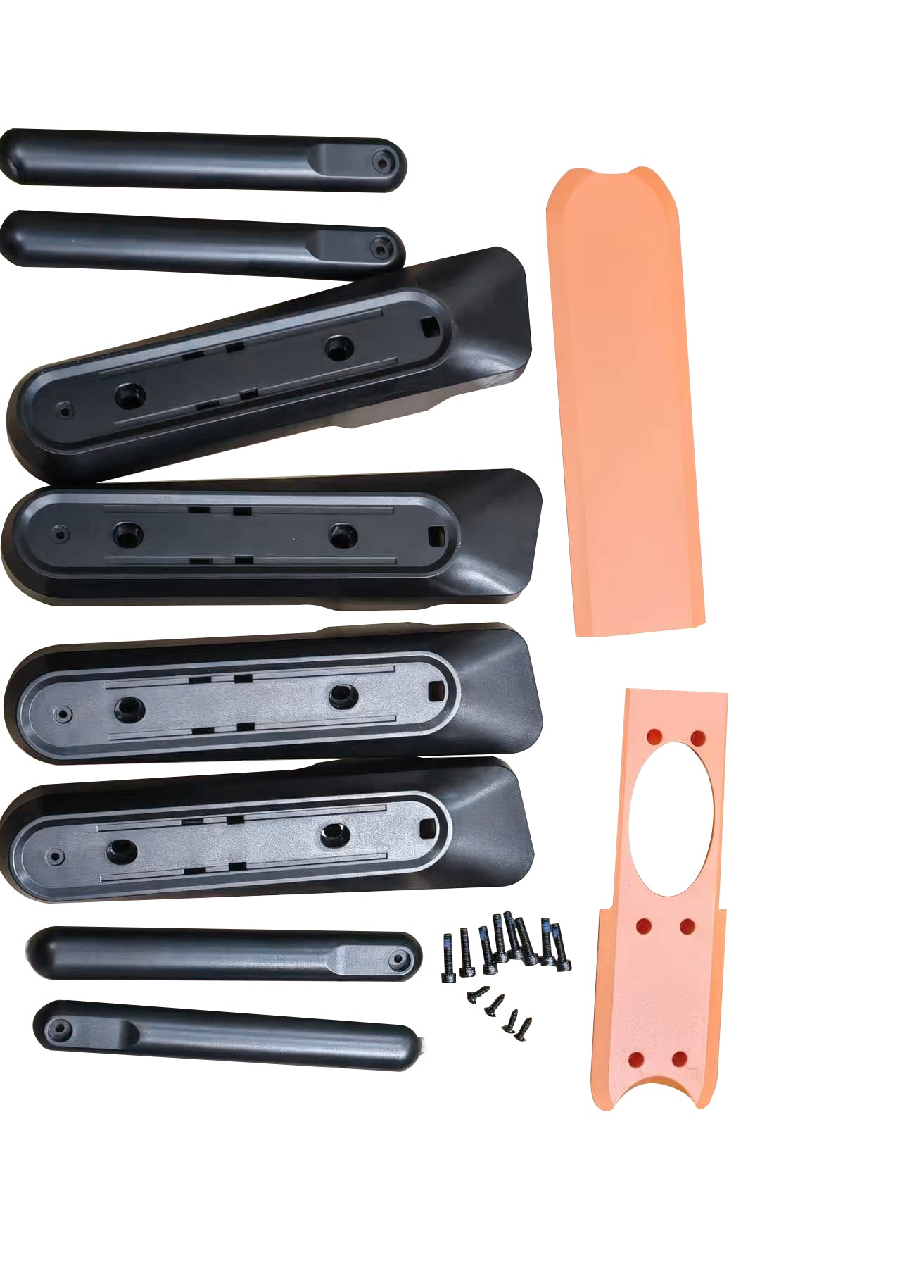 Picture showing all parts necessary to install a front awning rail onto a 2004 Fleetwood Excursion vehicle.