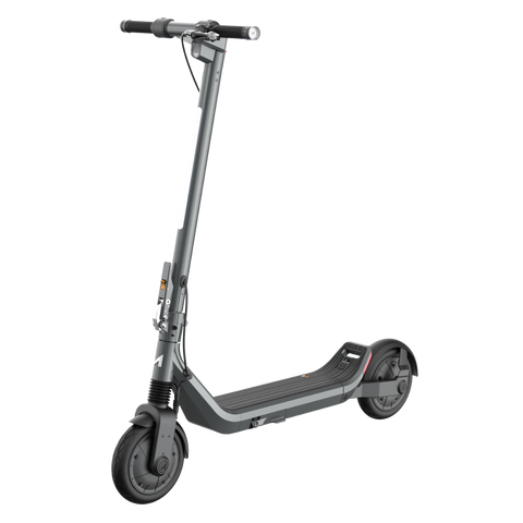 A fold-able scooter with black handlebar and large front wheel for short city rides