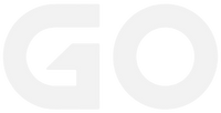 GO text written in bold with an arrow pointing downwards on G and a circle below O
