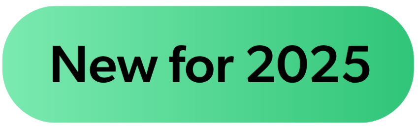 Green label with 'New for 2025' text on a green background