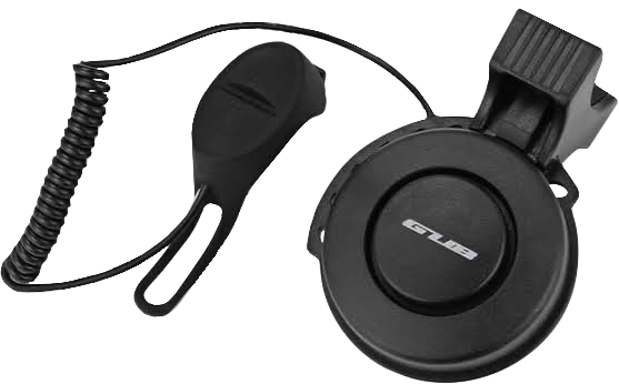 Black G-Tube handlebar microphone with coiled wire on a black background