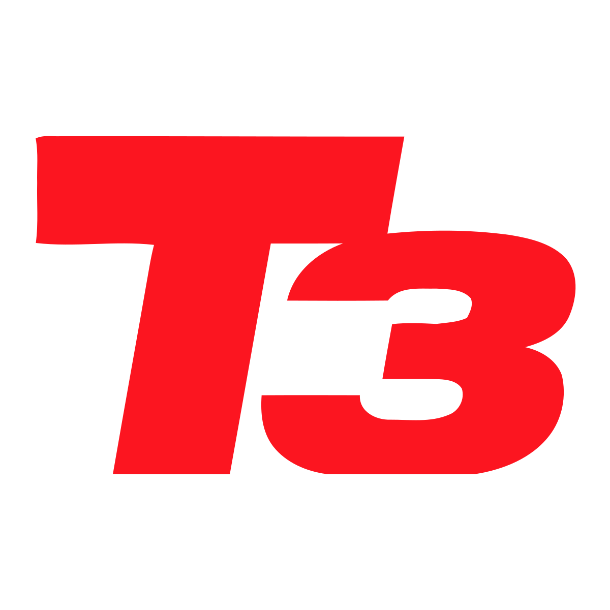 Red T3 digital text on a black background
